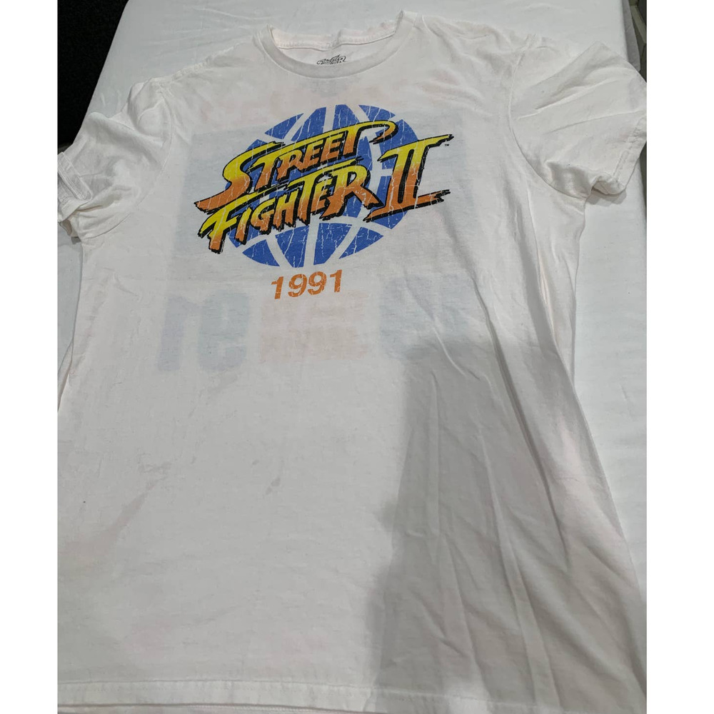 Vintage 1991 Japan Tokyo Capcom Street Fighter 2 White T-Shirt Size M